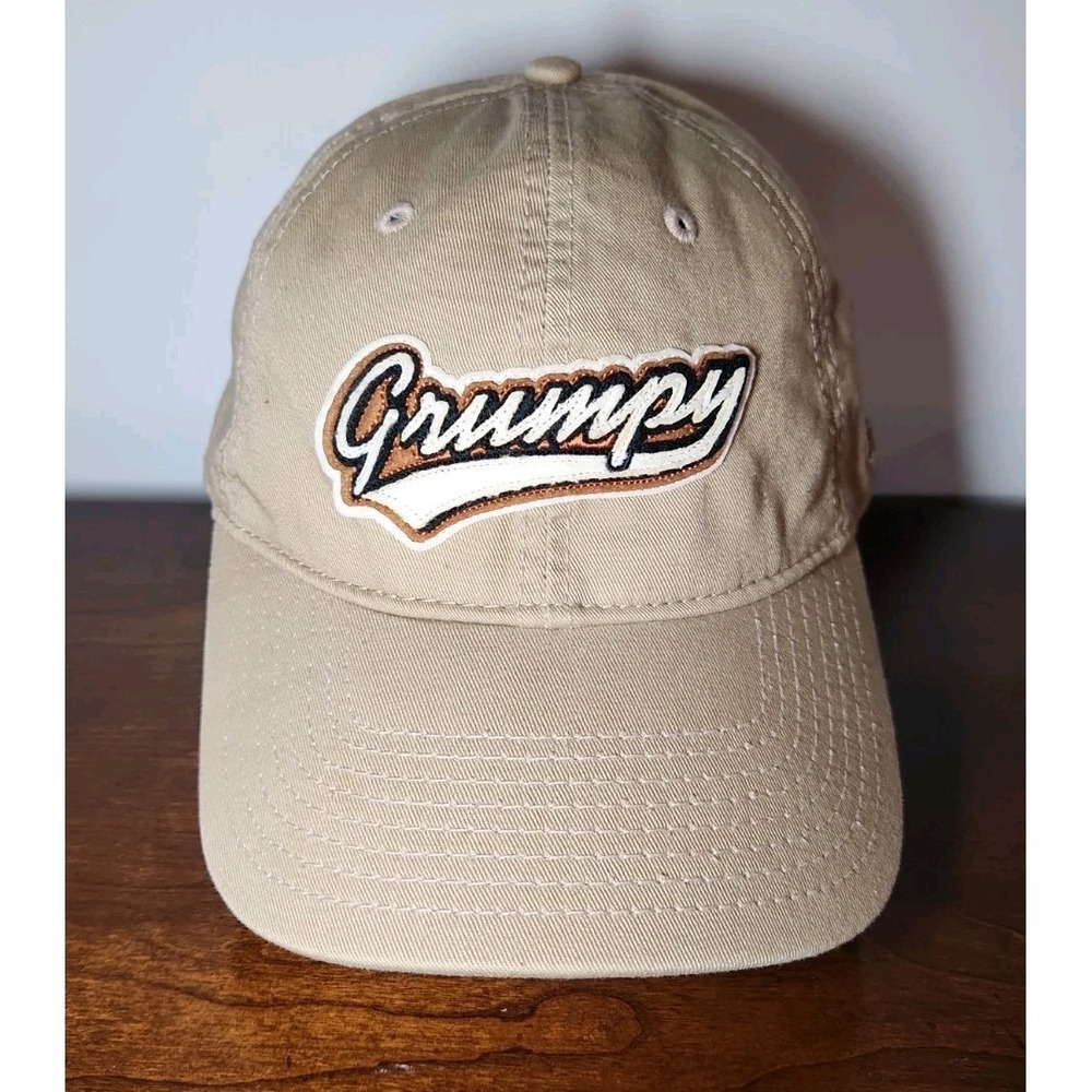 Walt Disney World Hat Cap Grumpy  Adjustable Strap Back Beige Light Y2K Vintage